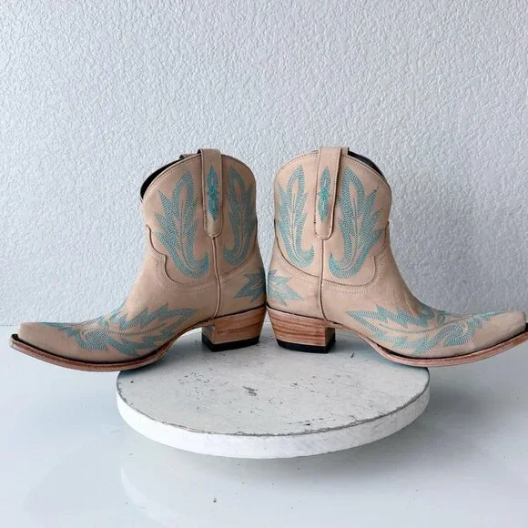 Lane LEXINGTON Womens Cowboy Bootie Sz 9 Sand and Stream Western Cowgirl Boots - Picture 9 of 13